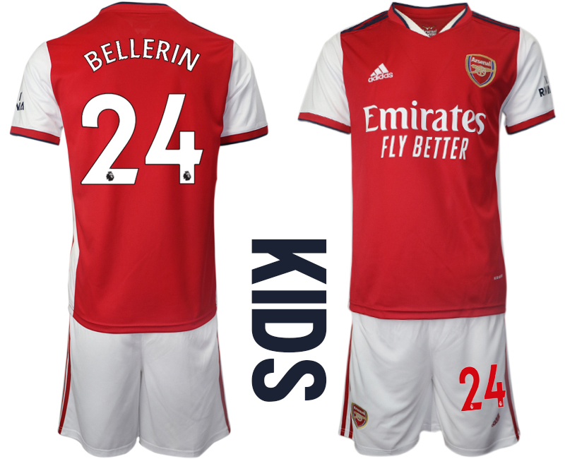 Youth 2021-2022 Club Arsenal home red #24 Soccer Jersey